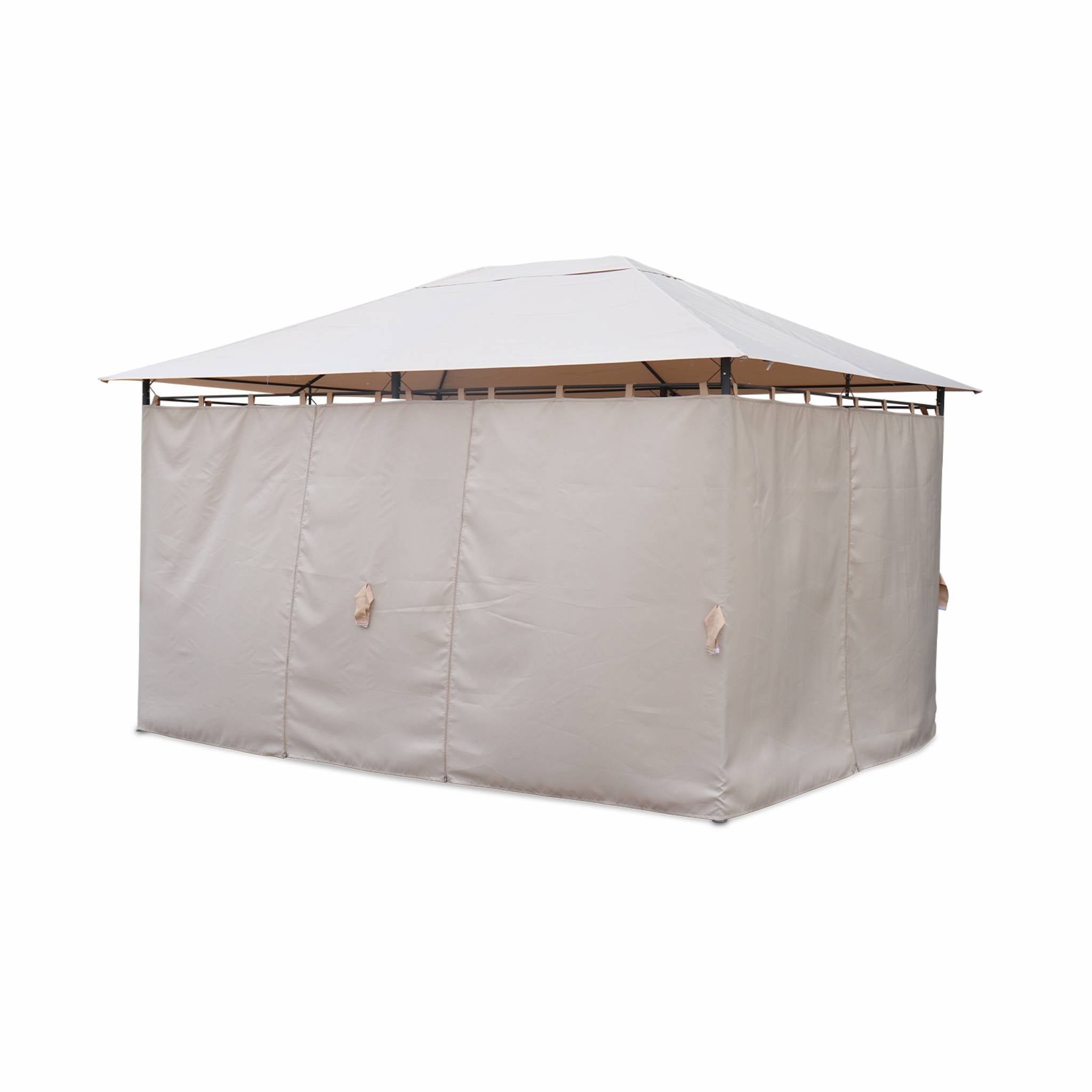 Gazebo de jardín 3x4m con cortinas Beige - 367x267x262 cm - 3