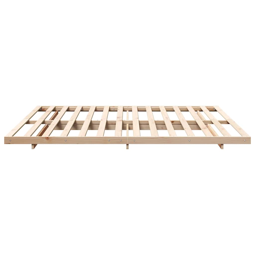 Cadre de lit en pin massif marron pour la chambre, 200 × 210 cm - 6