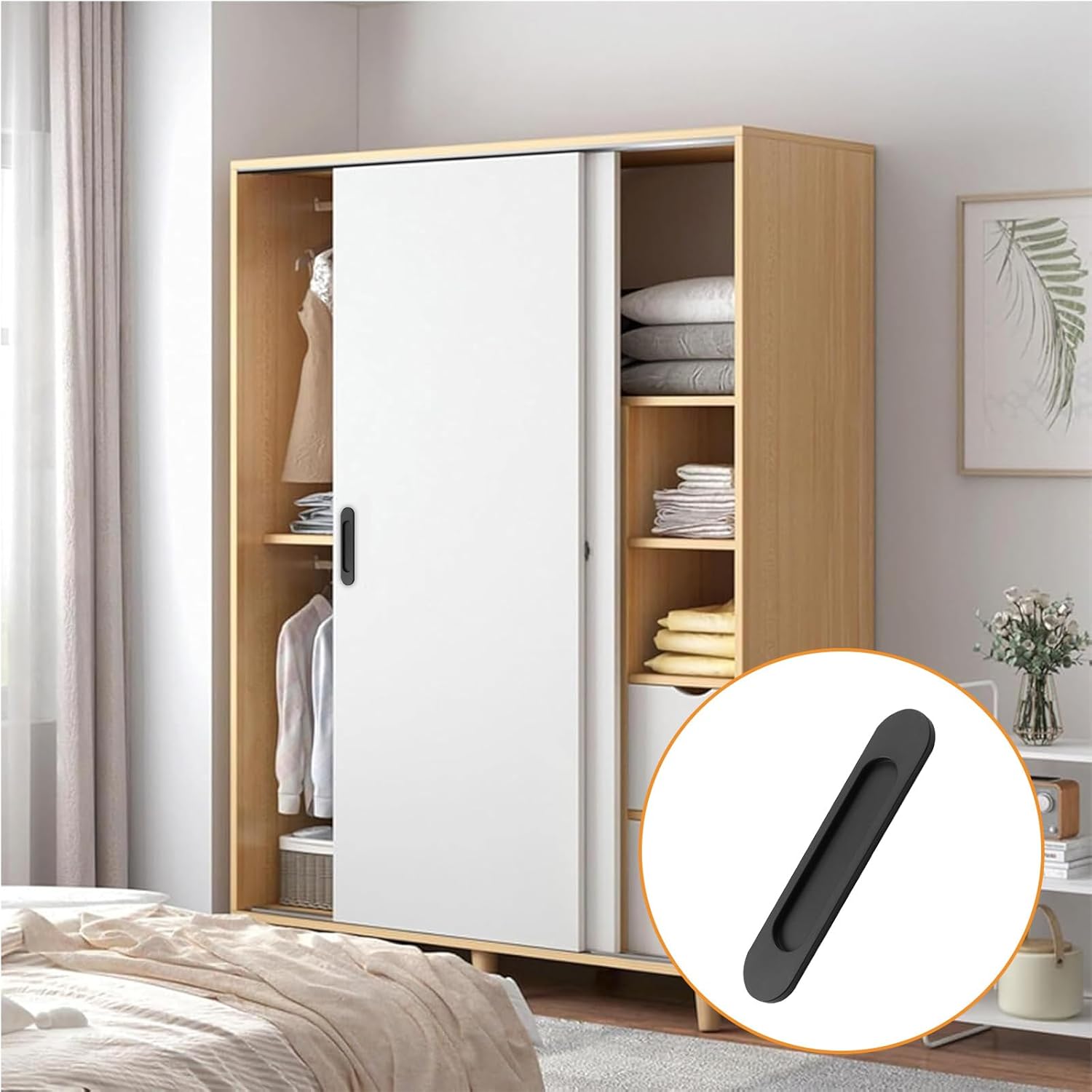 Lot de 2 poignées de porte coulissante 15 cm autocollantes sans trous adaptées aux portes coulissantes - 4