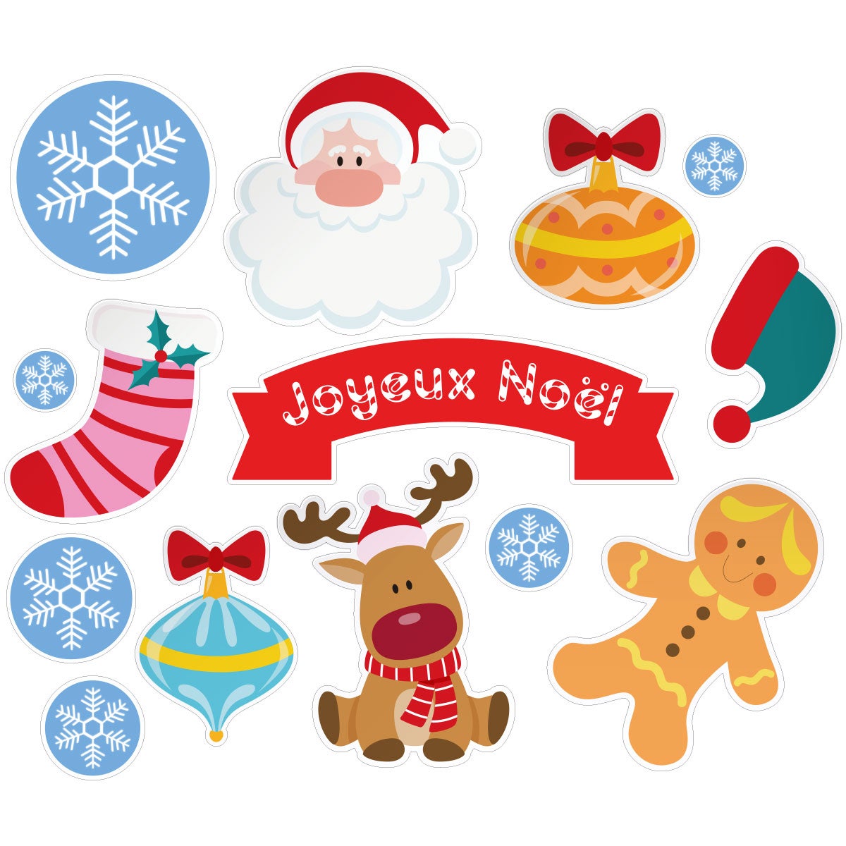Sticker Noël décorations pour enfants - Autocollants stickers adhésifs noël - décoration fêtes - 60x70cm - 4