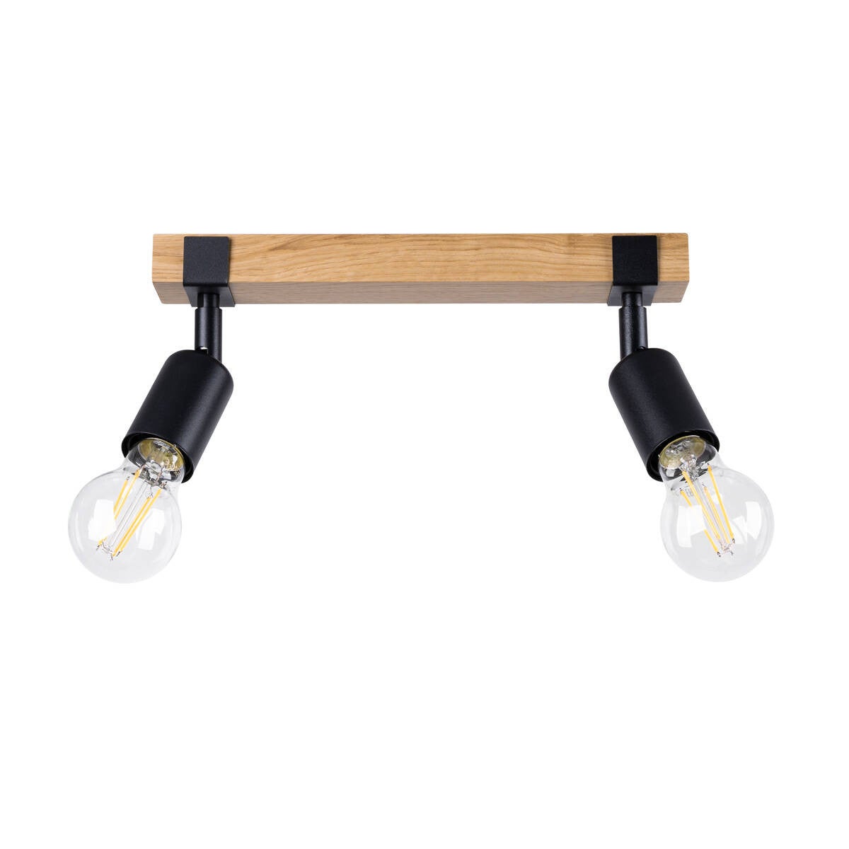 Lampa sufitowa wisząca Zuca czarna-drewno 2xE27x15W industrialna wym: 14 x 15 x 38 cm metal Sollux Lighting