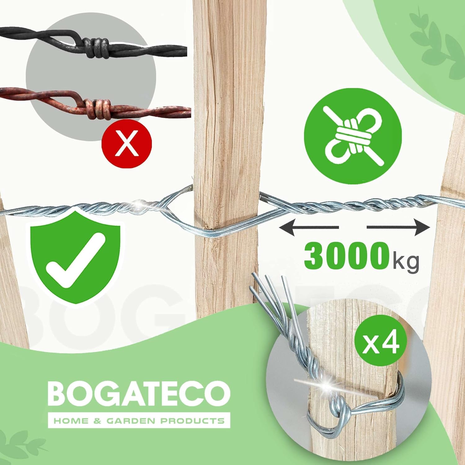 BOGATECO Clôture enroulable en bois noisetier | Clôture de jardin 60 cm de haut et 500 cm de long | Lattenabstand 4-5cm | Clôture en bois - 3