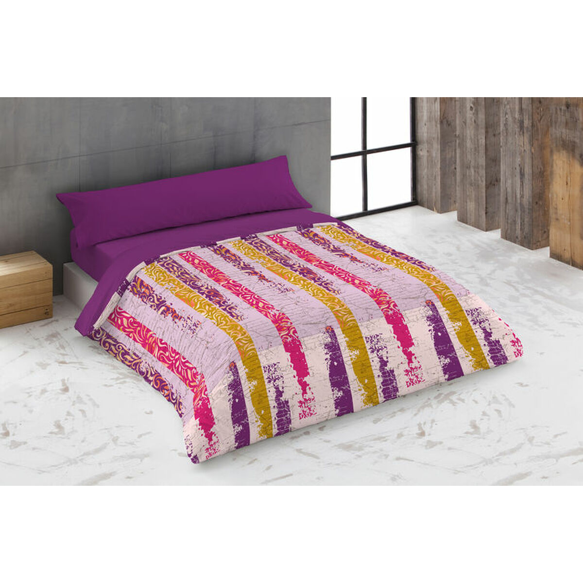Juego de funda nórdica hosteline urban malva cama de 180 260 x 240 cm 4 piezas - marca: hosteline - ean: 8430316837243