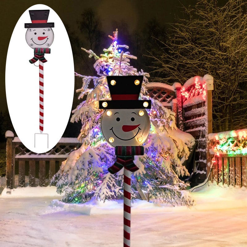 Świąteczne lampki solarne do wbijania w ziemię, świąteczne oświetlenie ogrodowe, lampki dekoracyjne na przyjęcia, ciepłe światło, motyw śnieżny