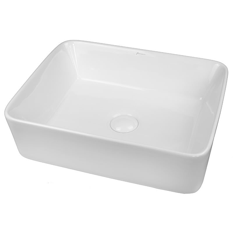 Lavoar pe blat Fluminia Ares, 37 cm, dreptunghiular, alb