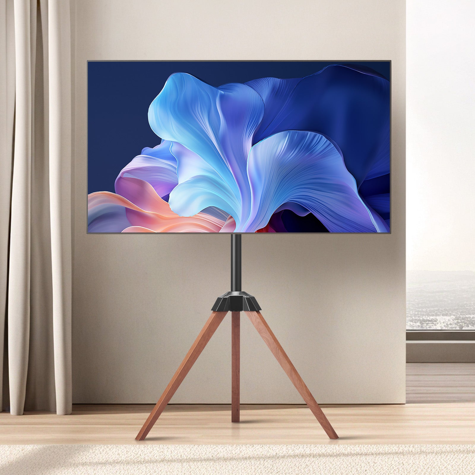 Support TV trépied,VEVOR pour écrans plats/incurvés 40 à 65 pouces,support portable,capacité de charge 45 kg,pour chambre,studio,salon - 8