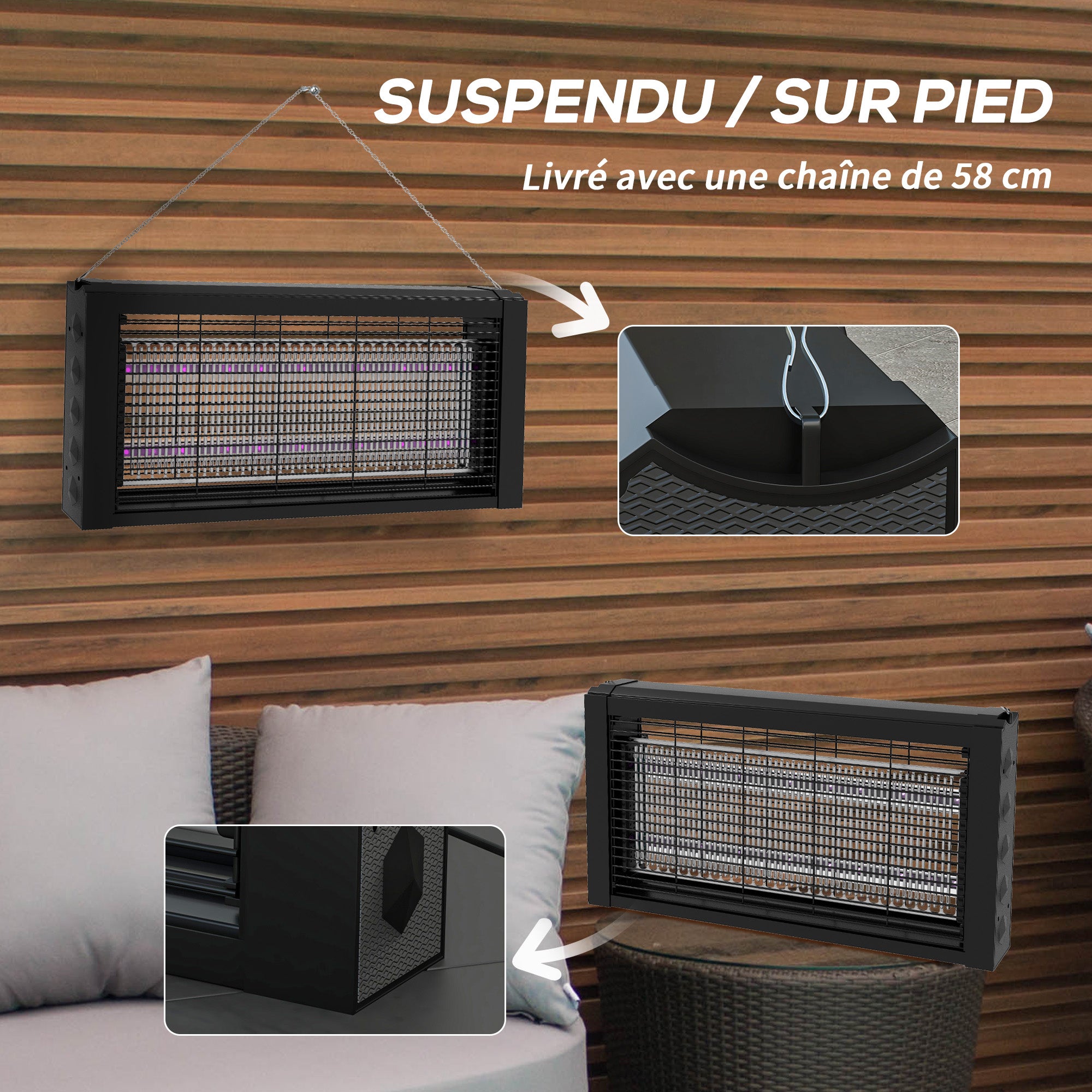 Lampe anti-insectes ABS HOMCOM - 6