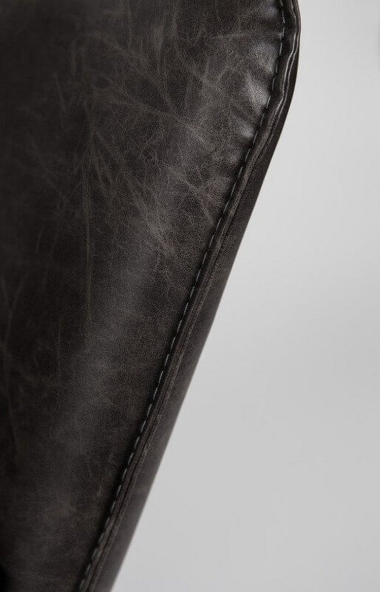 ALABAMA - Fauteuil lounge aspect cuir vintage gris très foncé - 6