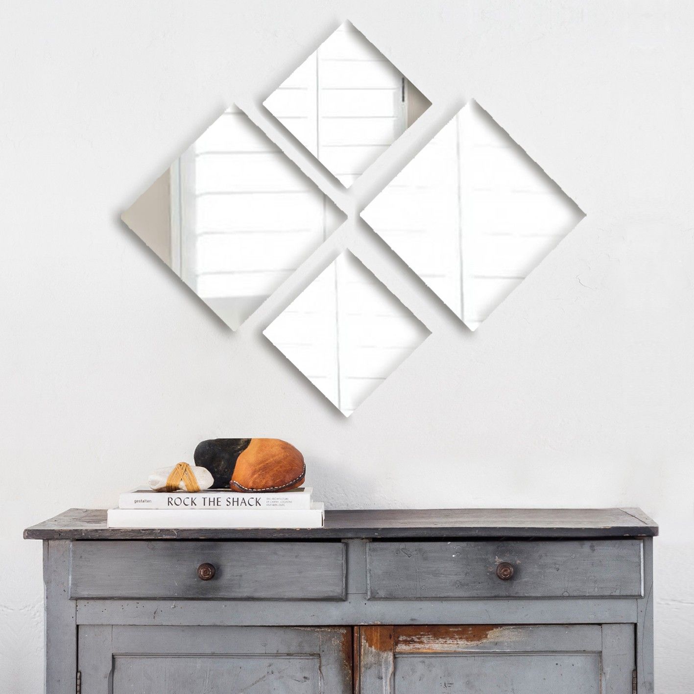 Miroir Adhesif Mural COUXILY Lot De 4 Miroirs Autocollants Sans Cadre - Verre Trempé 35,5x30,5 Cm - Déco Murale Moderne Pour Chambre & Salle De Bain Adhésif Double Face