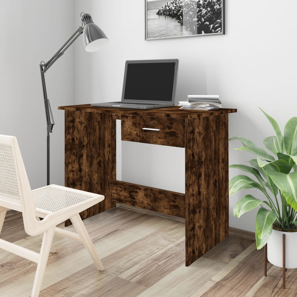 Bureau，Table de travail，Table d'étude Chêne fumé 100x50x76 cm Bois d'ingénierie CWV20637 - 2