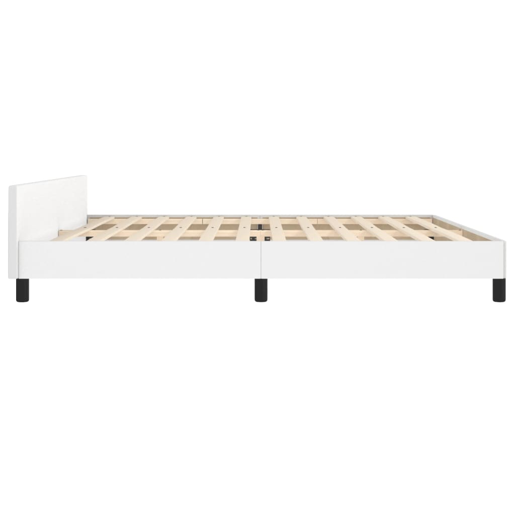 Maison Exclusive - Estrutura cama c/ cabeceira couro artificial 200x200 cm branco - 7
