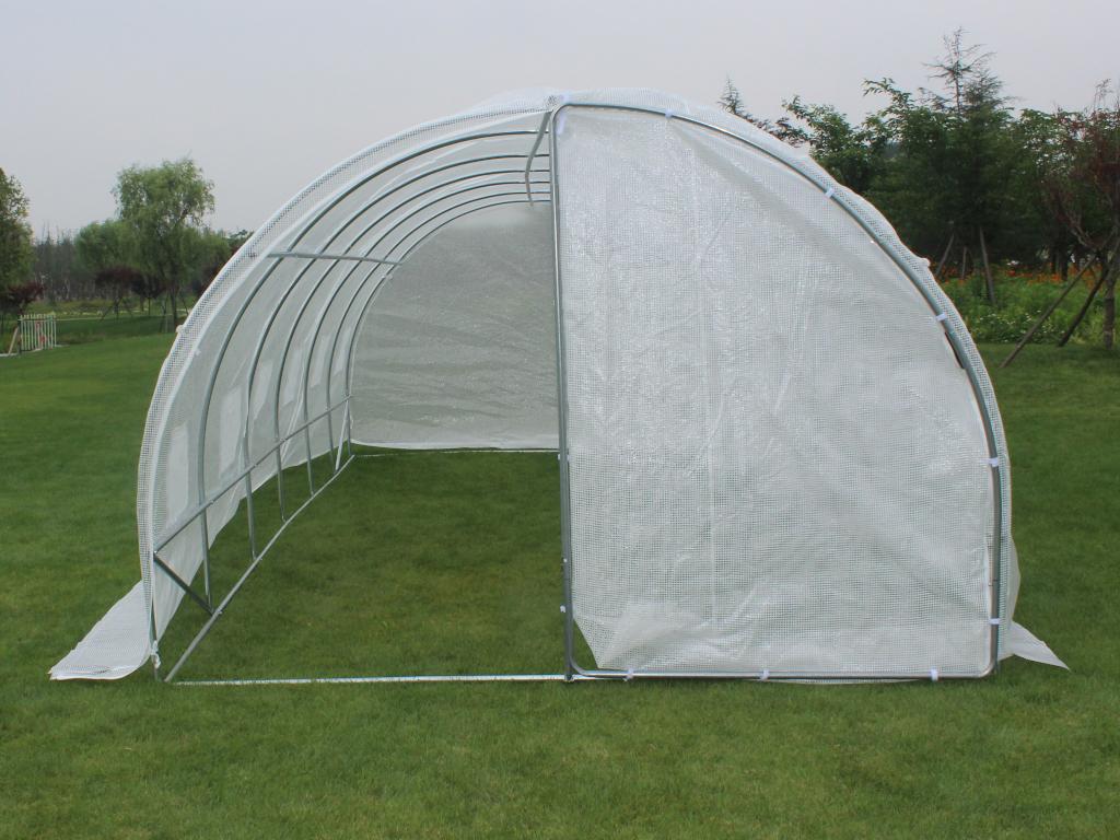 Serre tunnel avec structure en acier galvanisé et porte 18 m² - L300 x l600 x H200 cm - Blanc - ALOCASIA - 2