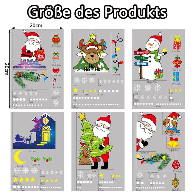 260 pezzi adesivi riutilizzabili per finestre natalizie, decorazioni in PVC per vetrine, negozi, porte (9 fogli - bianco) | Leroy Merlin 260 pezzi adesivi riutilizzabili per finestre natalizie, decorazioni in PVC per vetrine, negozi, porte (9 fogli - bianco) | Leroy Merlin