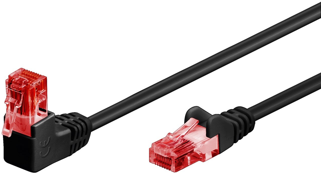 GOOBAY Câble Ethernet Cat6 5m non blindé noir 1x RJ45 coudé | Leroy Merlin