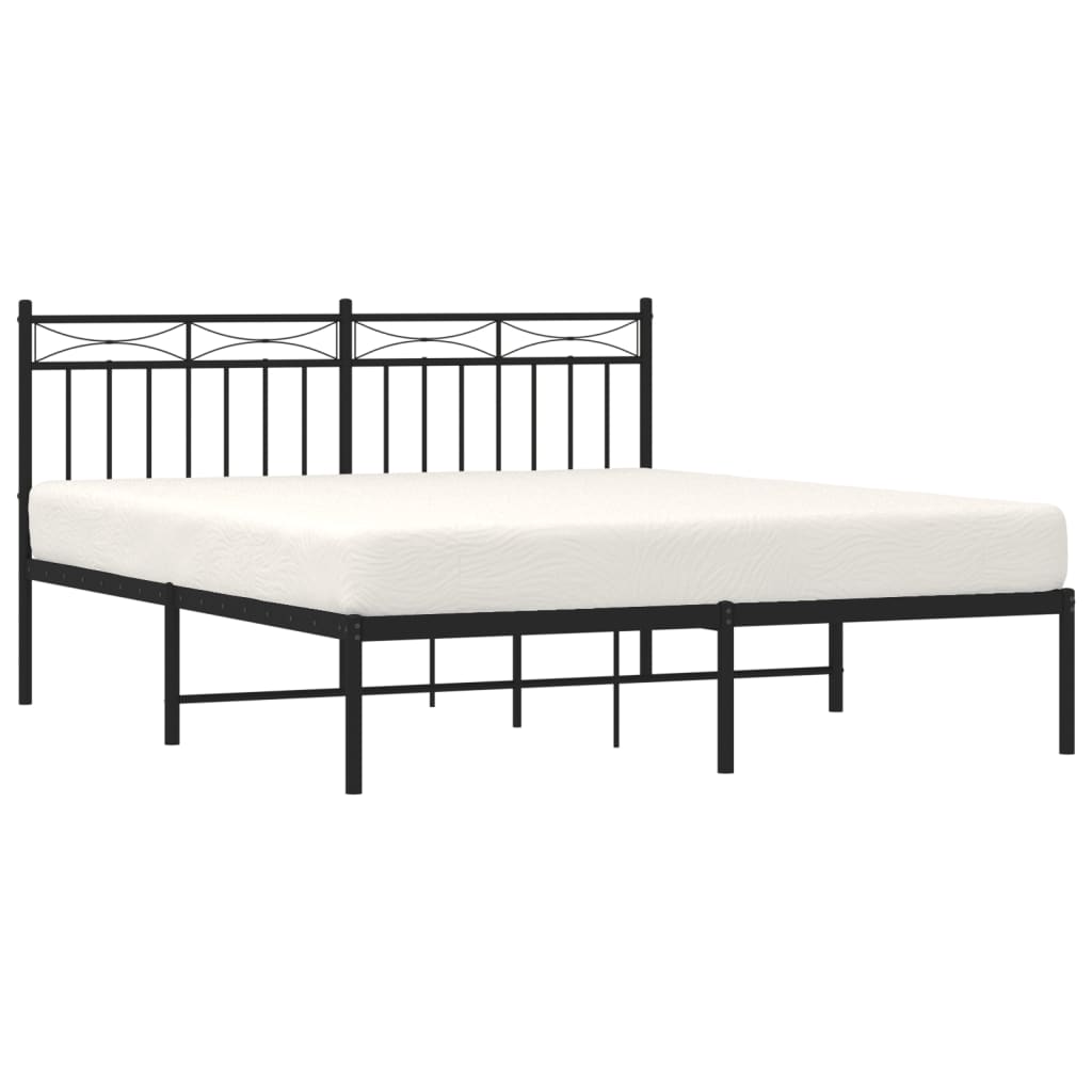 Estructura cama sin colchón con cabecero metal negro 160x200 cm vidaXL - 4