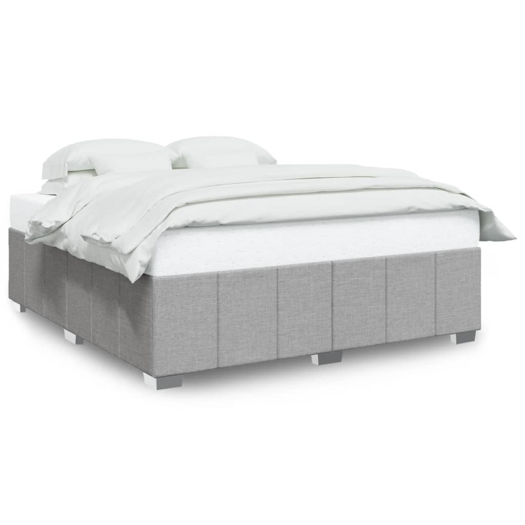 Cadre de lit sans matelas gris clair 200x200 cm tissu - 2