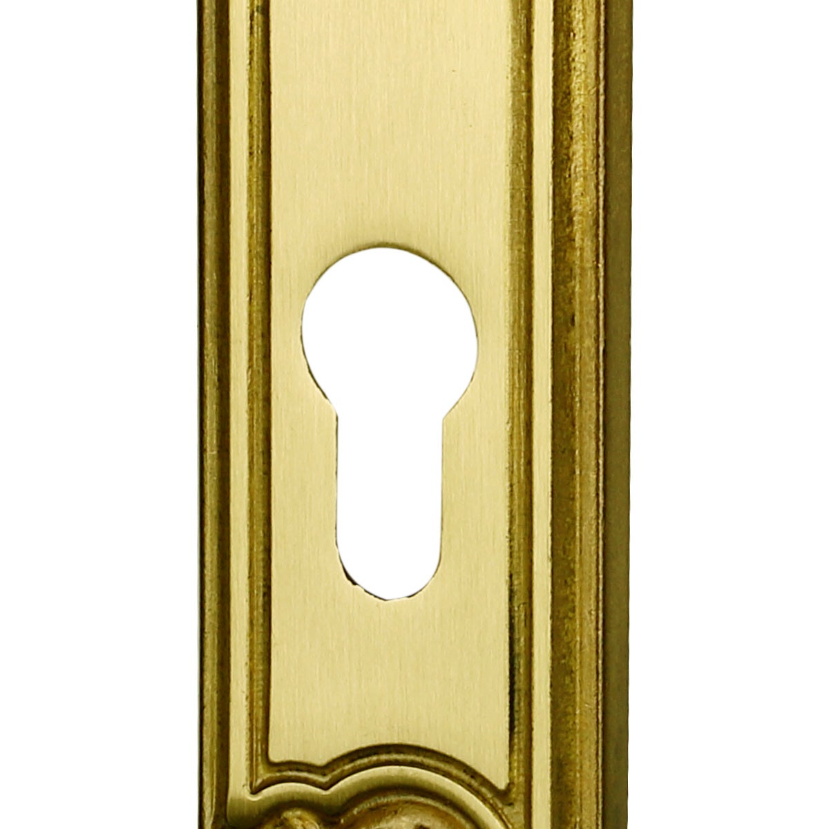2 poignées de porte LOUIS XV trou de Cylindre, Zamak doré patiné entraxe 195 mm, entrée bureau garage - 5