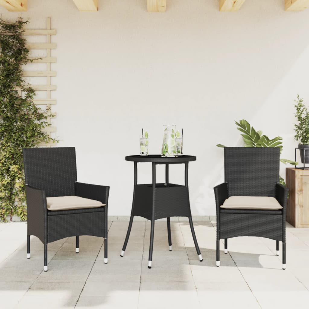 Outsunny Set Da Bistrò 3 Pezzi – 2 Sedie In Texteline Con Cuscini, Tavolo Vetro Temperato, Struttura Metallica, Per Balcone E Patio, Grigio