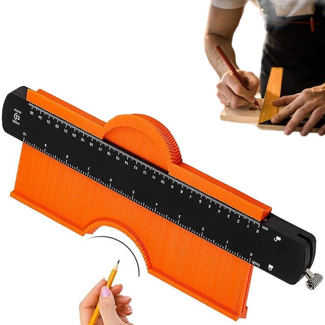 Kontrolka 25 cm z mechanizmem blokującym. Profilarka do kopiowania konturów. Kontrolka z mocowaniem do płytek laminowanych.