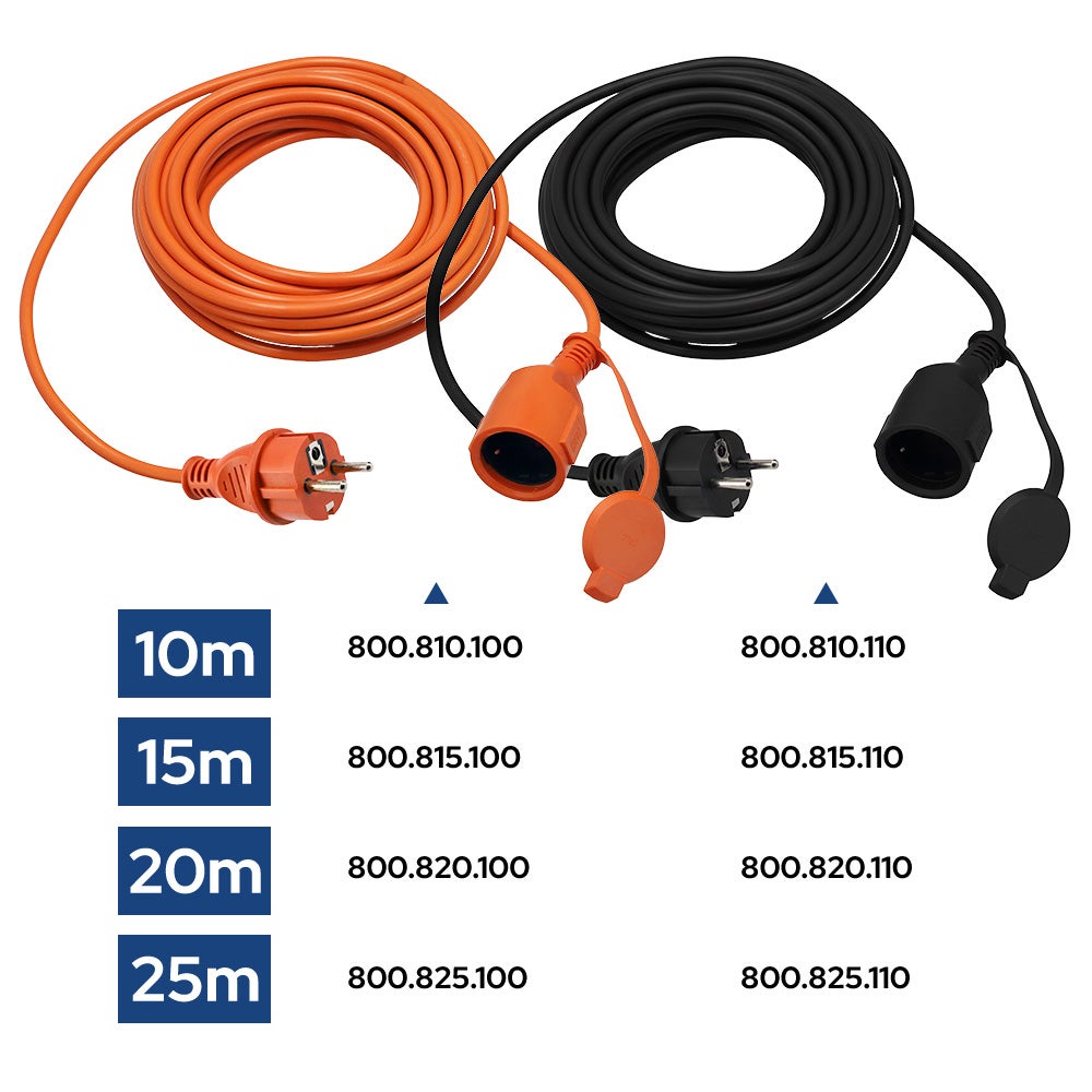 Rallonge électrique en caoutchouc noire Schuko 15 m (3x1,5 mm²) IP44 HOROZ ELECTRIC - 7