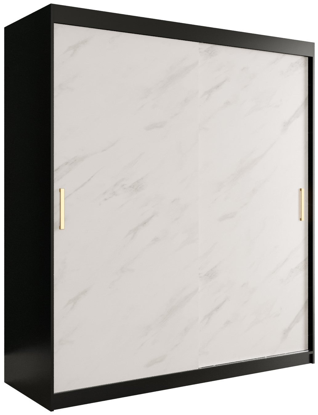 Szafa przesuwna garderoba MARMUR T 180 x 62 x 200 cm Czarny + Marmur Biały - Abiks Meble