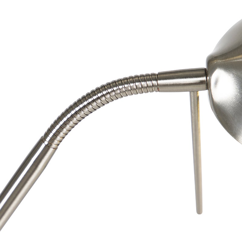 Qazqa moderne lampadaire uplighter avec bras de lecture - Diva - acier, led intégrée 23w incluse, Integrated led, 2000k - 3000k, - 7