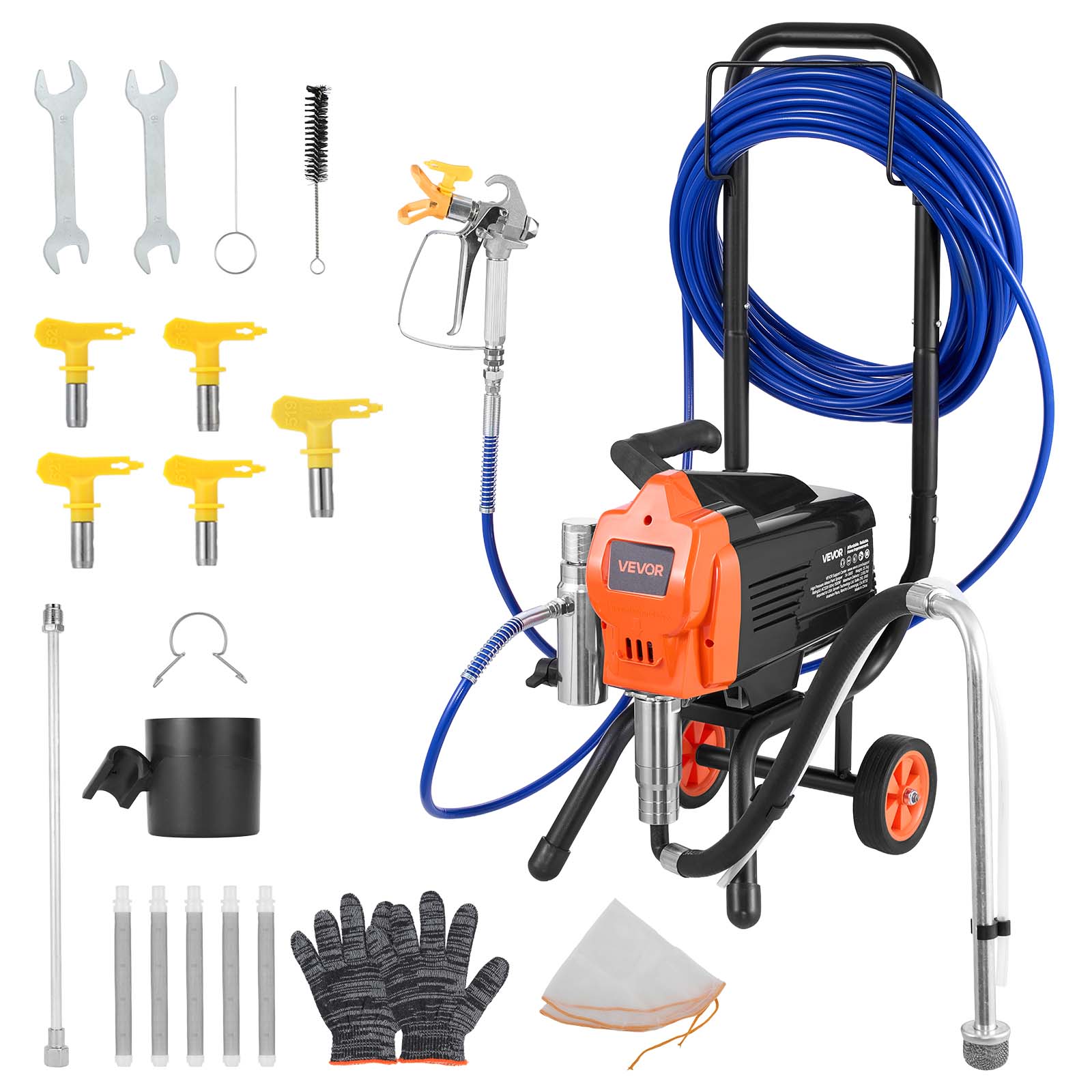 Agregat malarski bezpowietrzny VEVOR 1500 W, 3300 PSI, na stojaku, z wężem 15 m