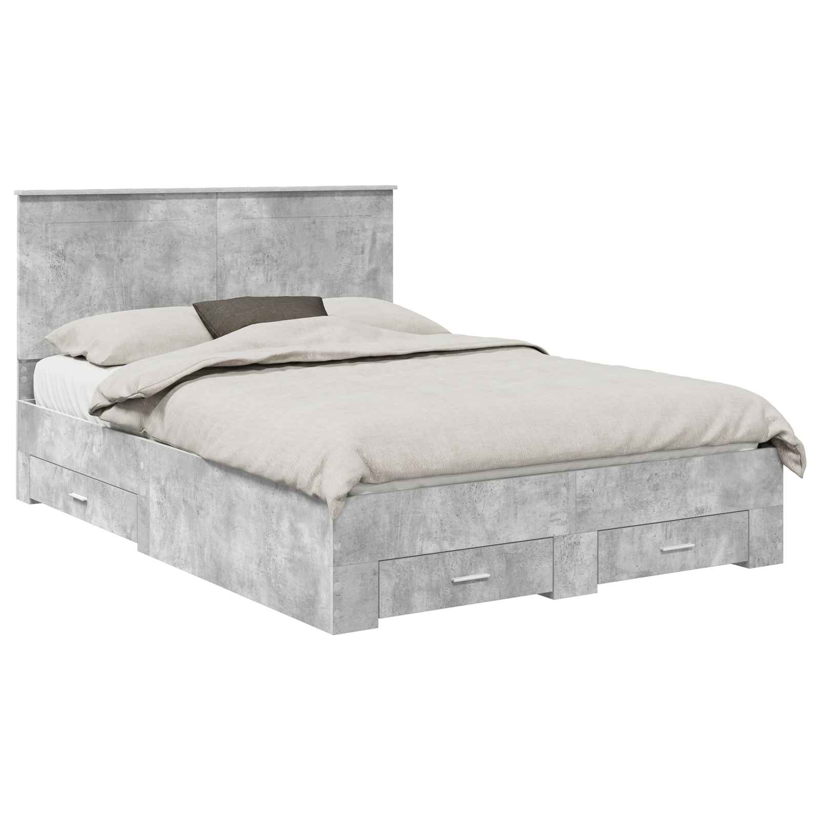 Cadre de lit Gris béton 140 x 190 cm Bois d'ingénierie - 2