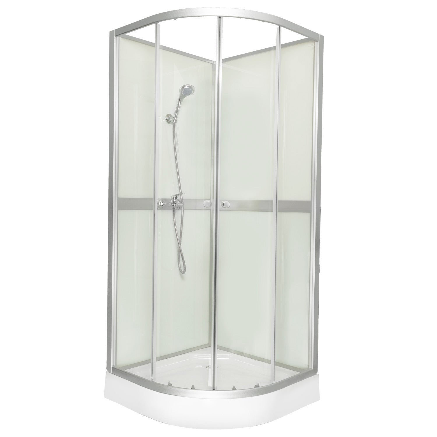 Kabina prysznicowa półokrągła Kerra Classic 80 WHITE cm tylne szkło białe przednie transparentne profile satynowe KERRA