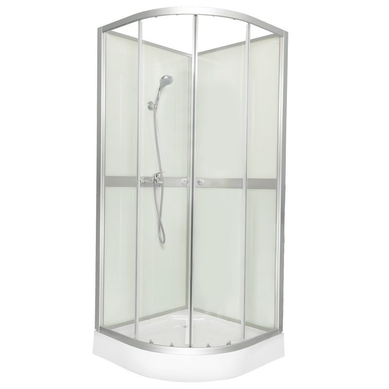 Kabina prysznicowa półokrągła Kerra Classic 80 WHITE cm tylne szkło białe przednie transparentne profile satynowe KERRA