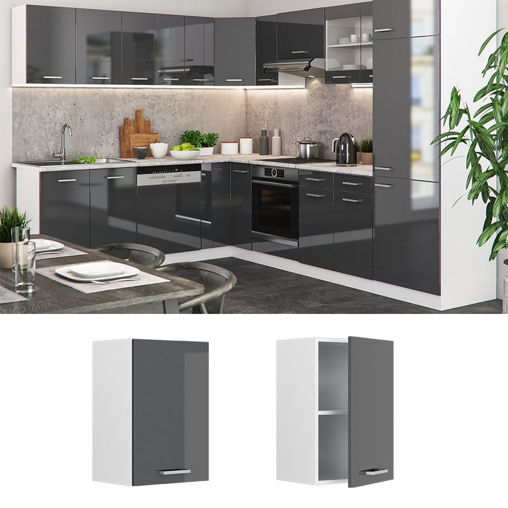 Vicco Elément haut de cuisine R-Line, Anthracite Haute brillance, 40cm - 2