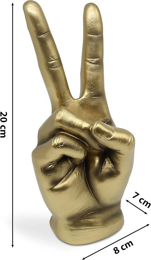 Złoty symbol zwycięstwa do dekoracji - nowoczesna złota rzeźba - 20 cm złota marmurowa żywica do biura i salonu - 3