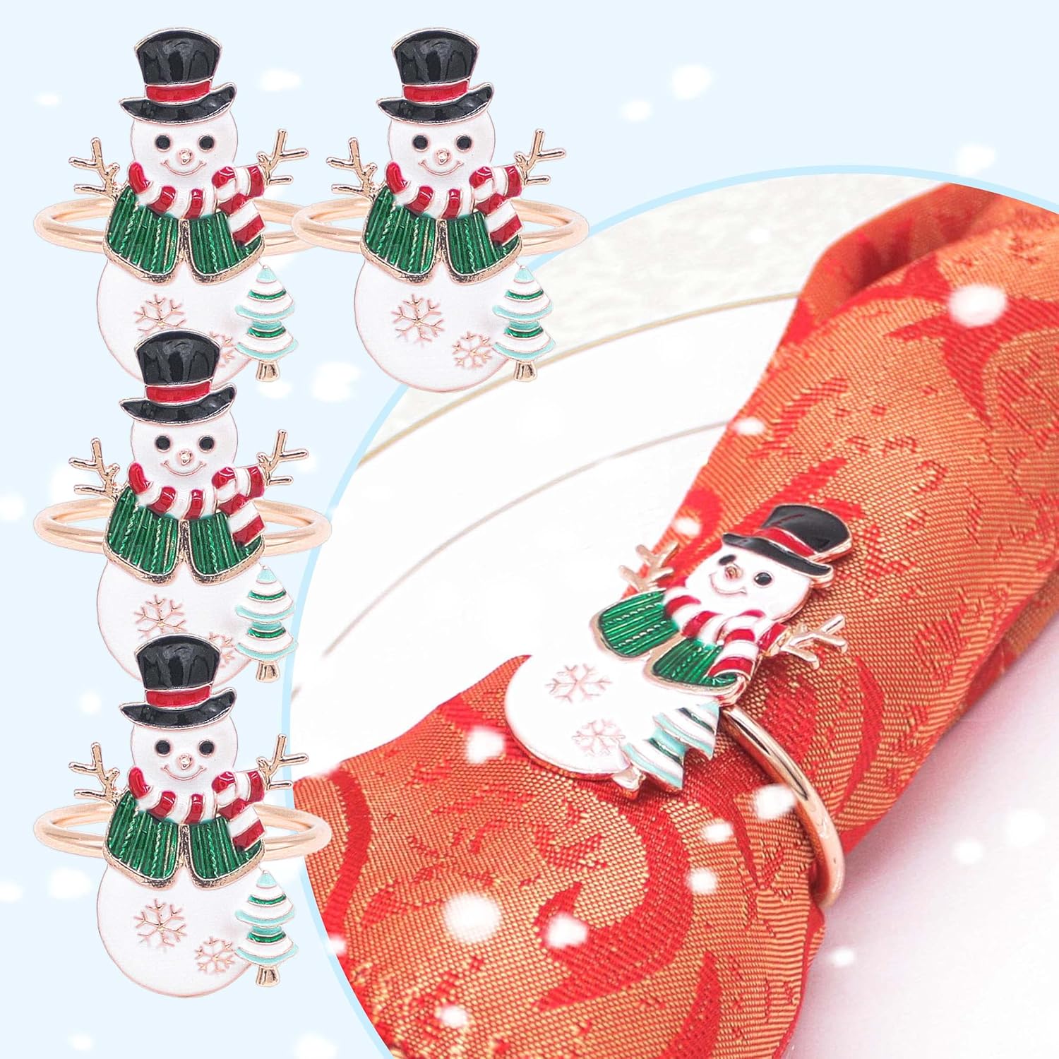 Lot De 4 Ronds De Serviette De Noël En Forme De Bonhomme De Neige Pour Fetes Anniversaire Mariages Nouvel An Noel Decoration De Table 98294617