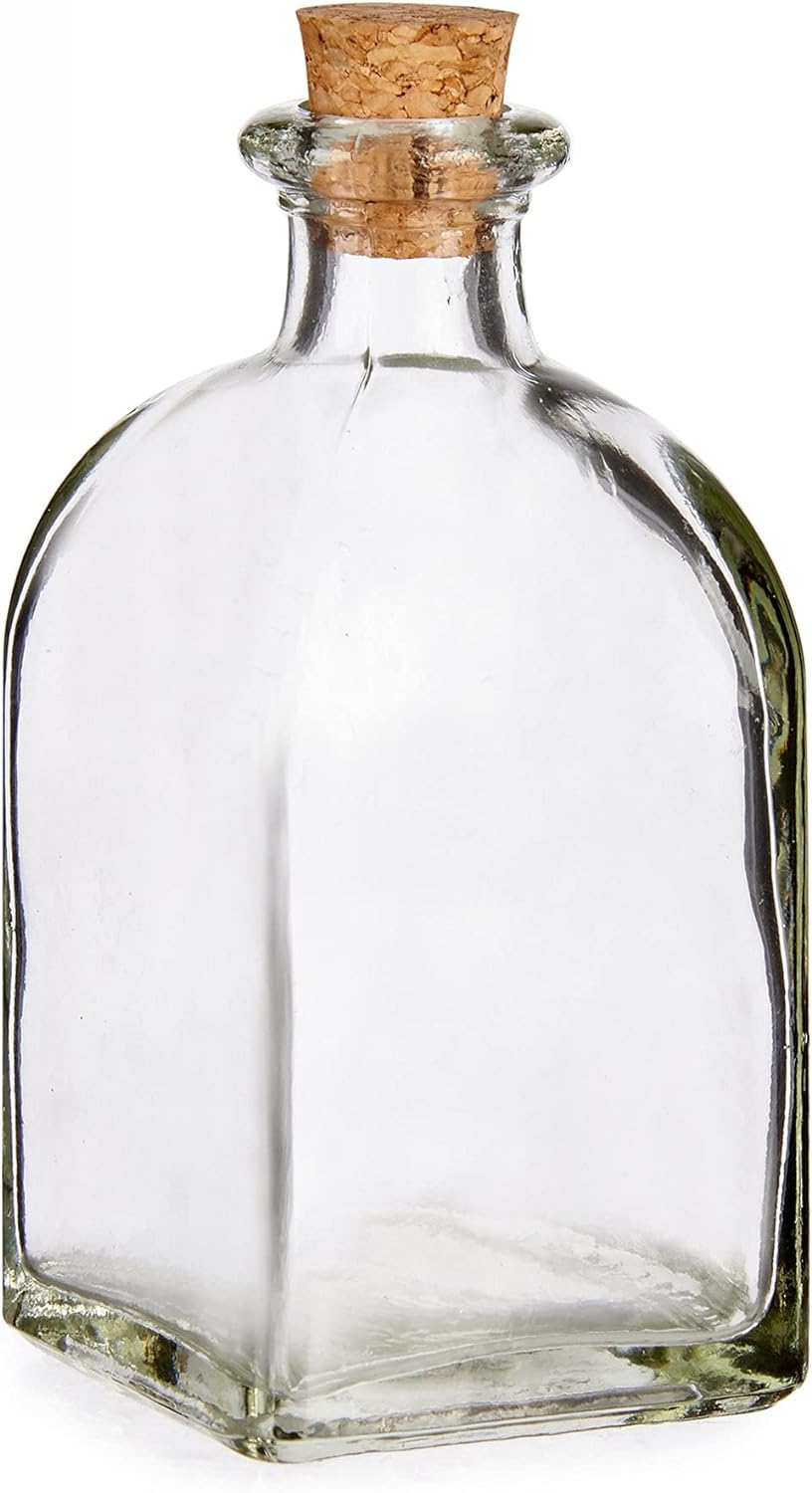 Set 5 Bottiglie Vetro 500ml Con Tappo Sughero - Design Moderno Per Liquori, Oli