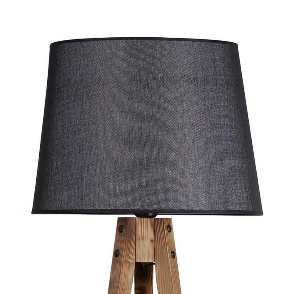 Homcom Lampada da Terra Tripode in Legno e Lino con Interruttore a Pedale, Altezza 154cm