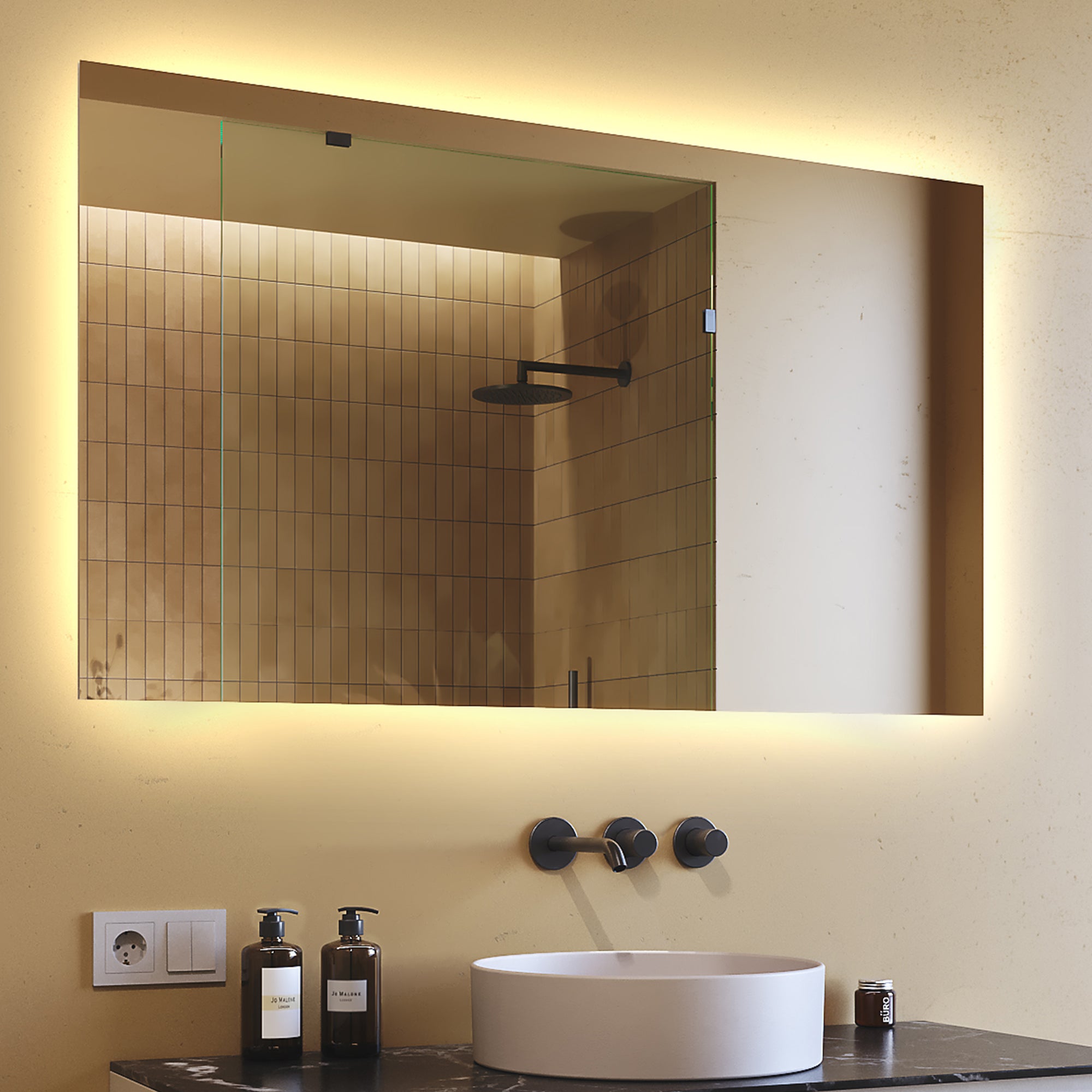 Lustro z oświetleniem LED do łazienki (120x70cm) Jasne lustro LED z oświetleniem (LED058) Ciepła biel 3000K