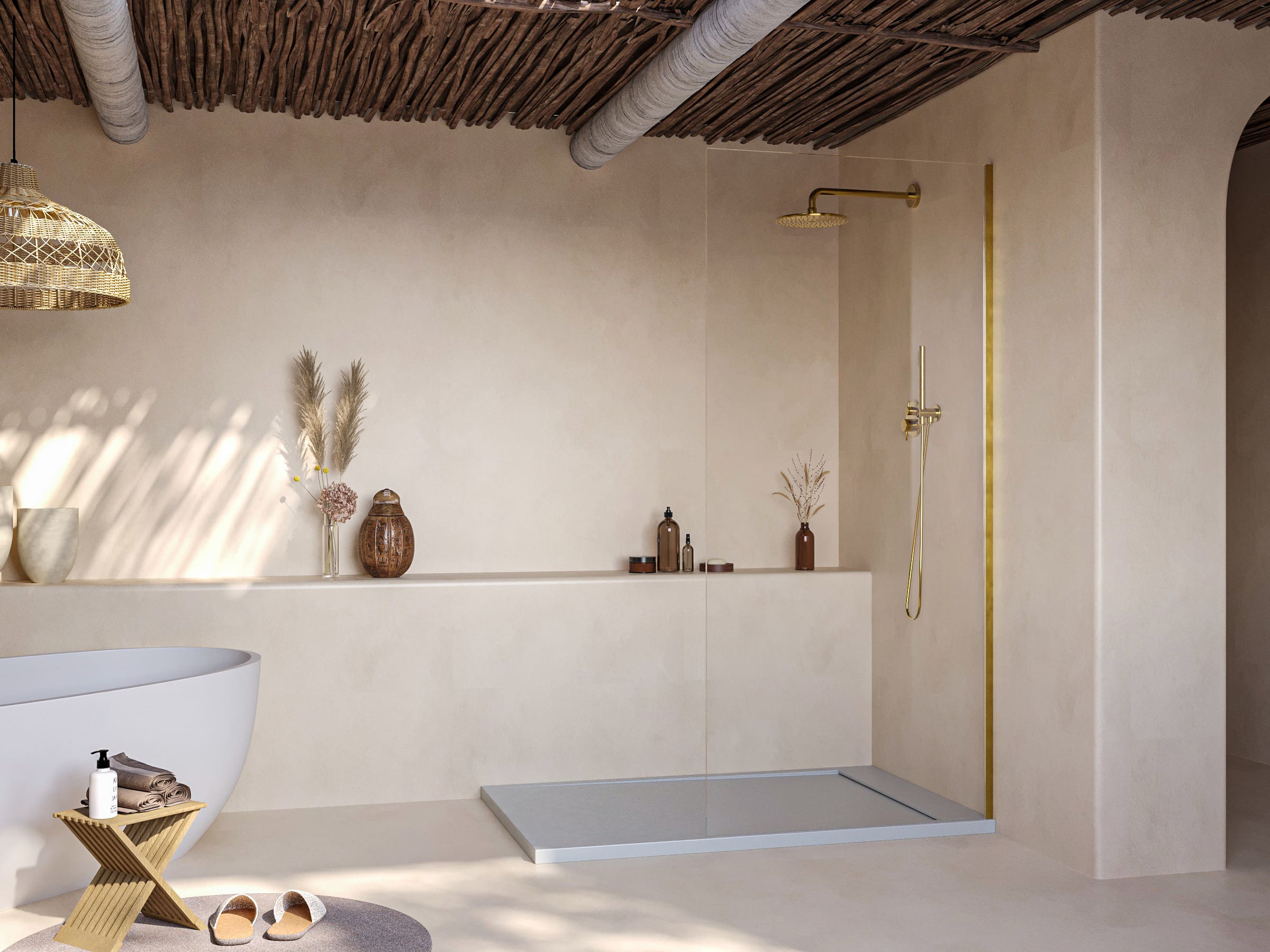 SOULHOME Brodzik prysznicowy– Żywica– Gel Coat– Gładka/Kamienna tekstura – Antypoślizgowy – jasnoszary- 120x80- Niski 3cm– Minimalistyczny