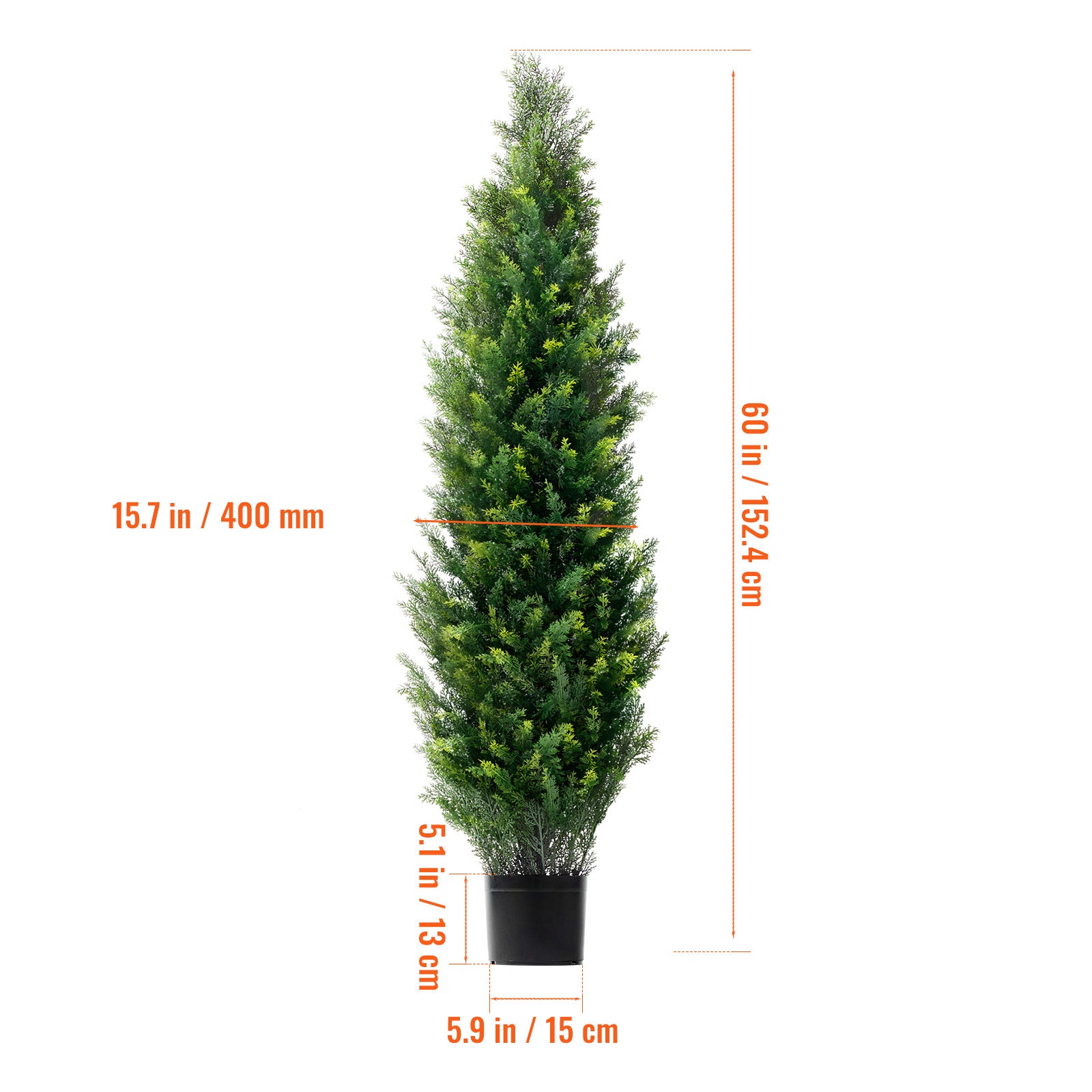 Set di SucceBuy 2 alberi topiari artificiali in cedro 152,4 cm,finti pini e cipressi sempreverdi con foglie extra e vaso,verde artificiale - 2