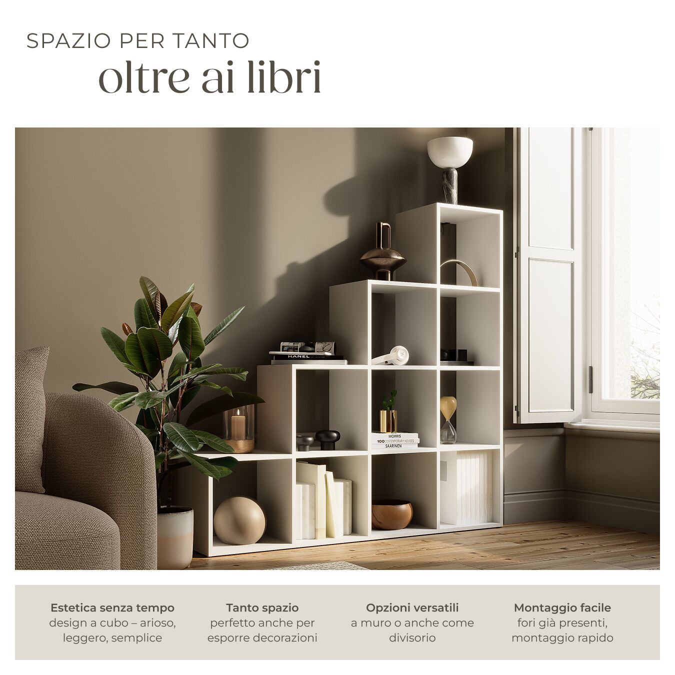 Libreria in truciolare con 10 scomparti aperti e design a cubi TECTAKE - 4