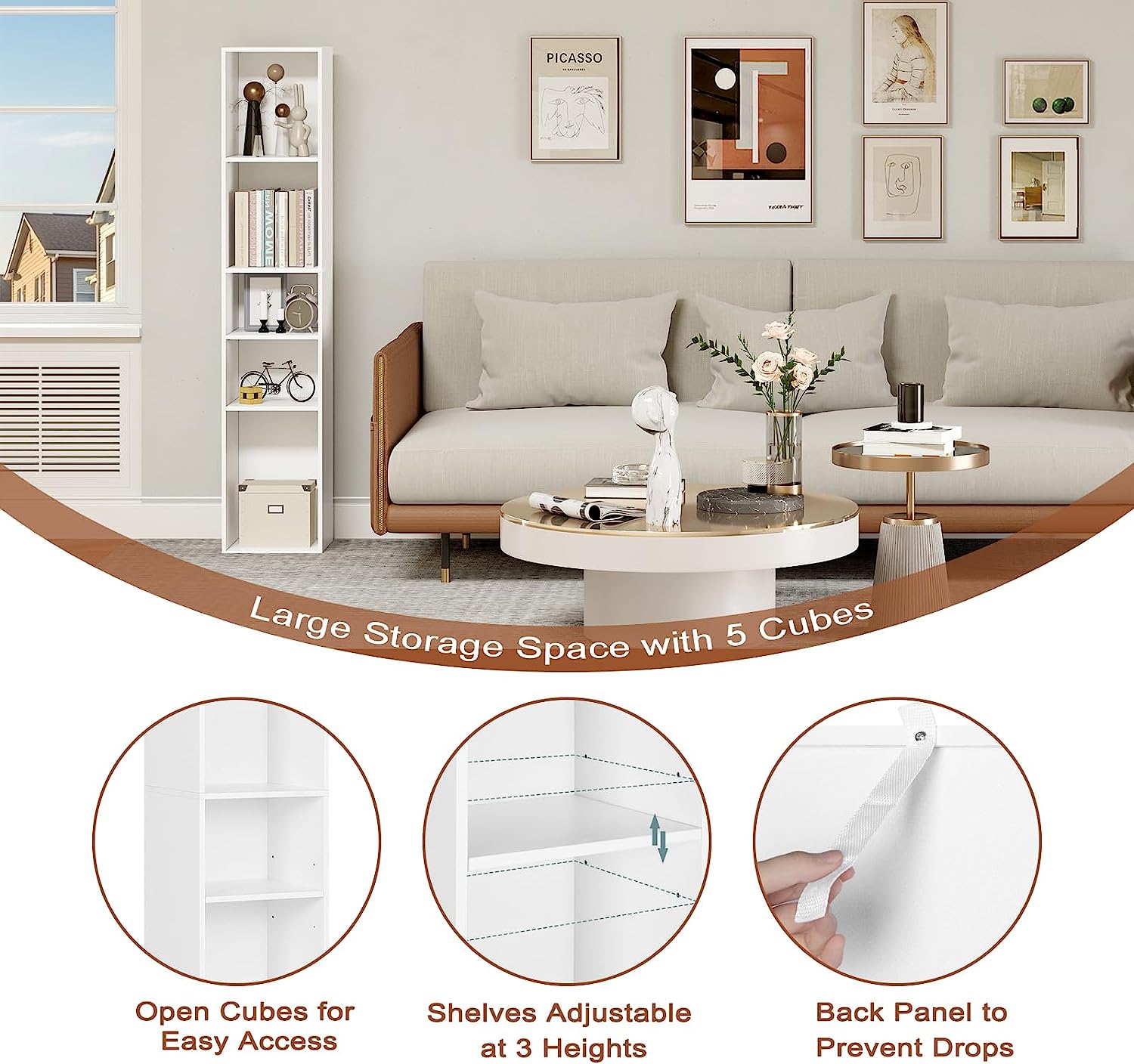 Bibliothèque pour Bureau Blanc H. 151 x l. 30 x P. 26 cm - 5