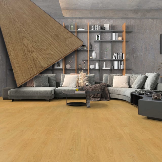 Pavimento laminado 7mm Click Brushed GOLDEN OAK 197x1205 - 10 anos de garantia