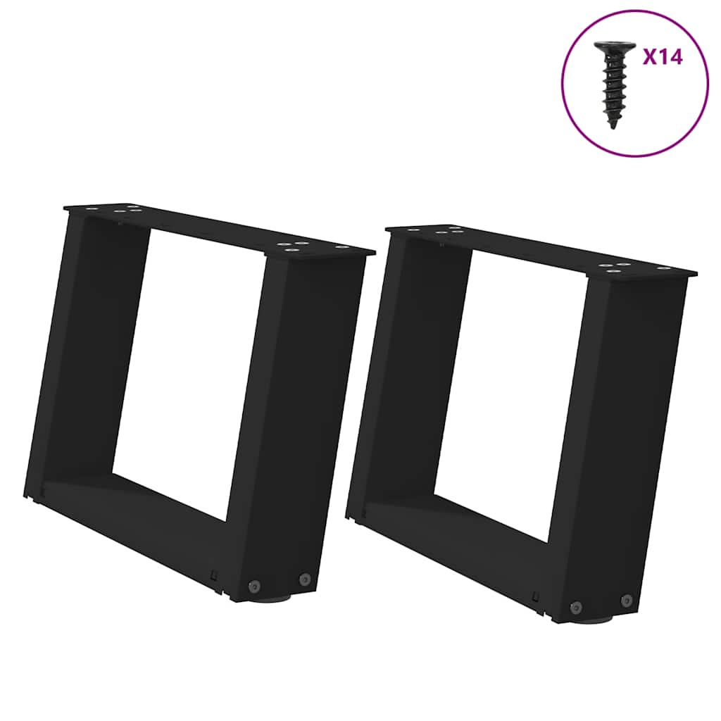 Pernas de mesa de centro em forma de U 2 unidades aço preto 40x(30-31) cm - COMFORTXL - 2