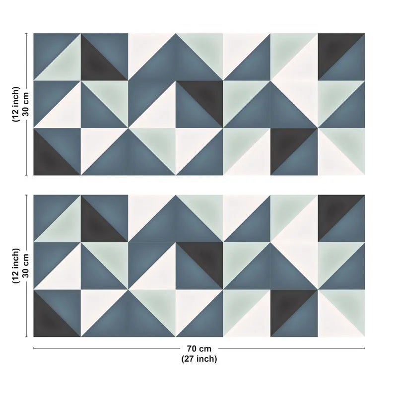 Crédence de salle de bain en PVC géométrique bleu 140x30 cm (en 2 bandeaux) - Scandi - 3