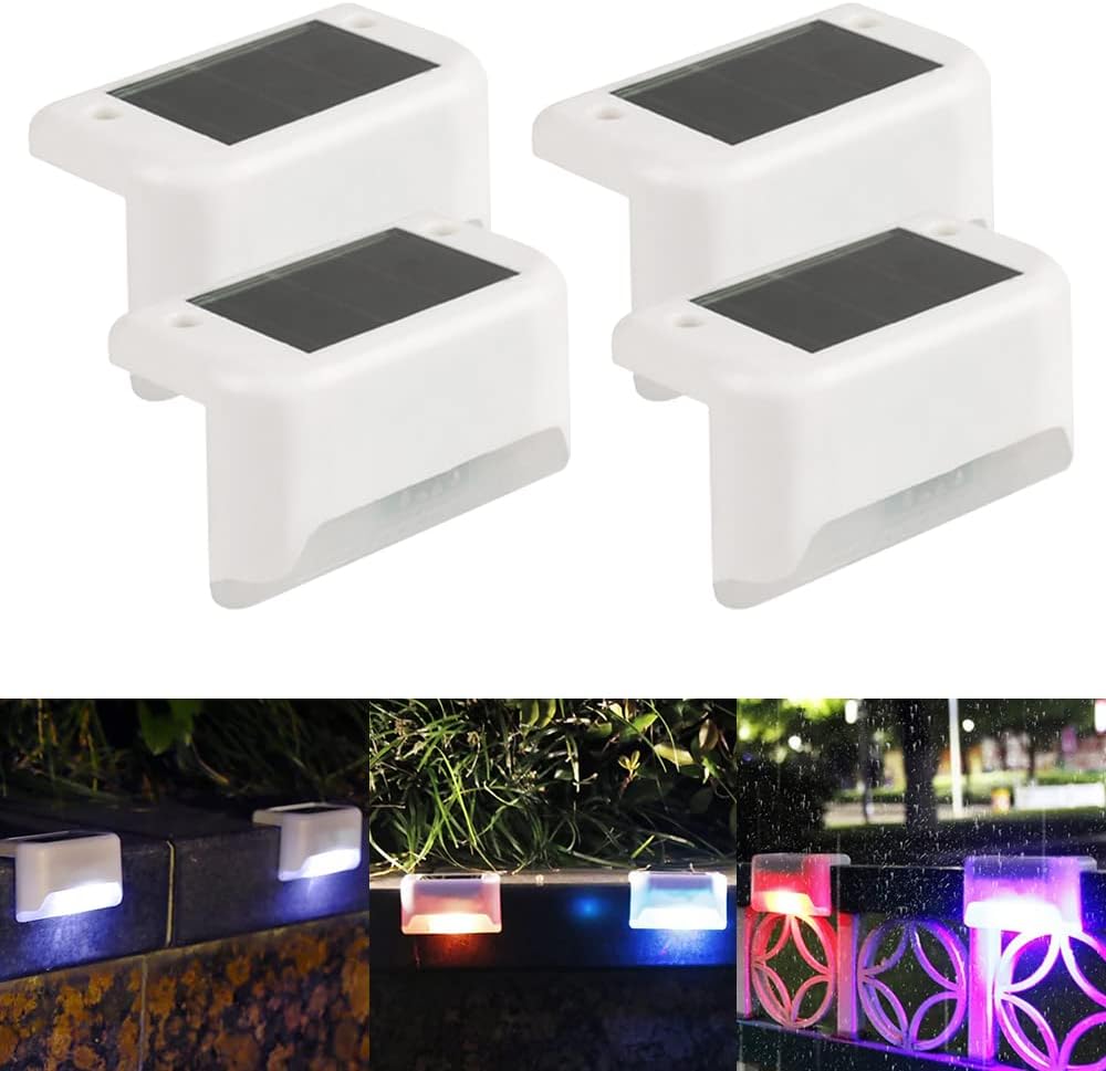 Lampes solaires colorées, lot de 4 lampes LED étanches pour marches d ...
