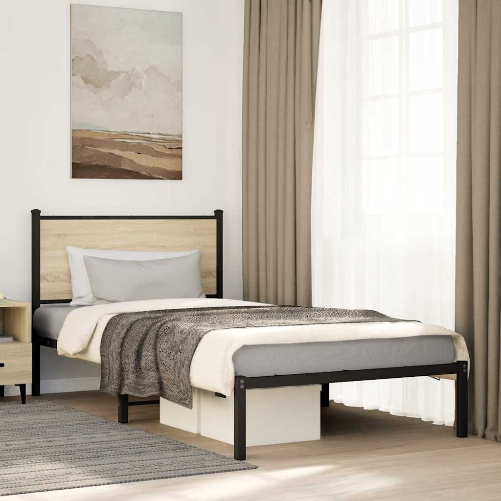 Łóżko Metalowe Czarne Rama łóżka Ze Stelażem Łóżko Do Sypialni Pokoju 100x190 cm