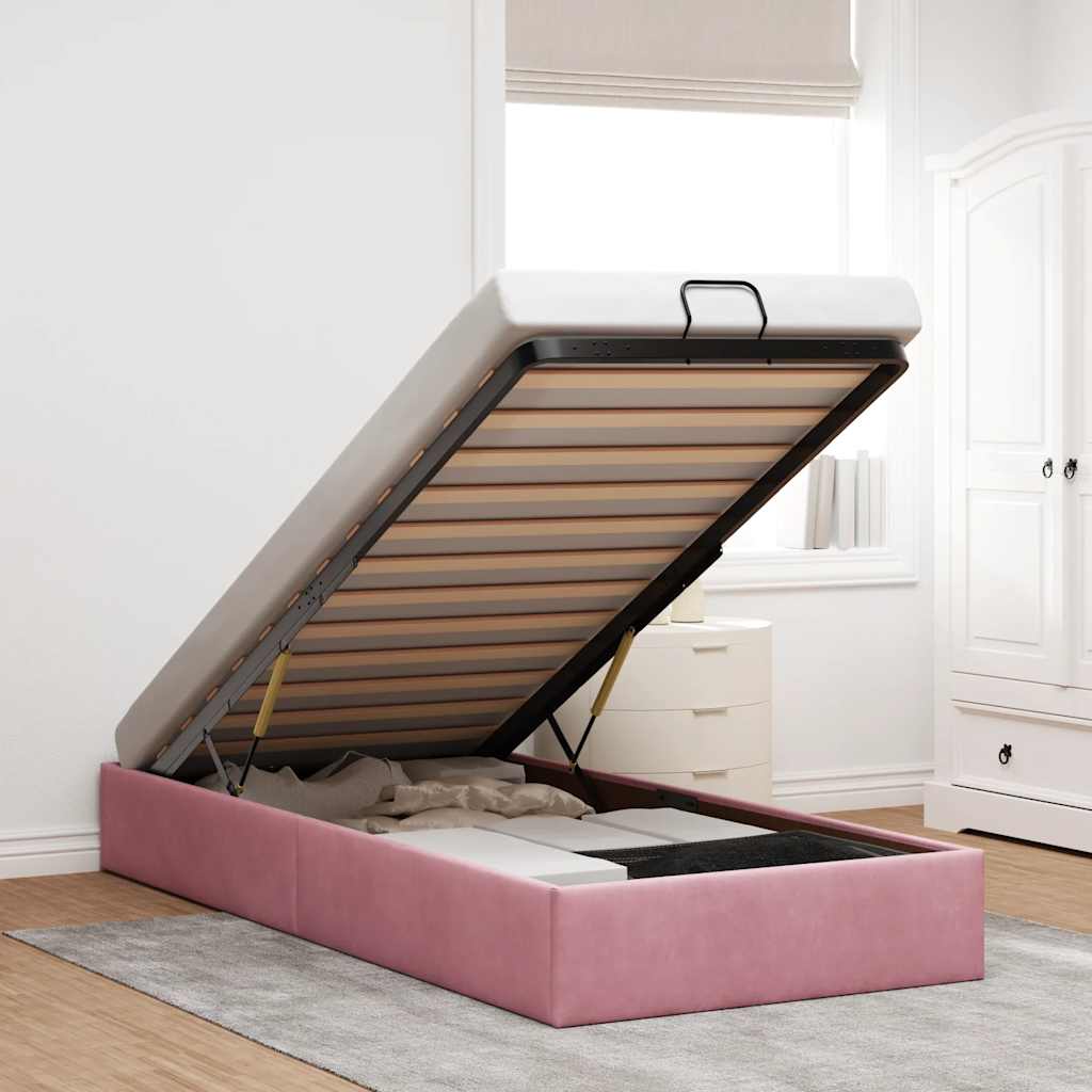 Vidaxl Estructura Cama Otomana Sin Colchón Terciopelo 90X200 Cm Rosa , Leroy Merlin