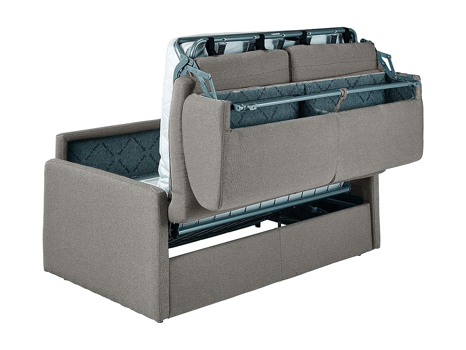 Canapé 3 places convertible express en tissu gris clair - Couchage à lattes larges 140 cm - Matelas 18 cm CALIFE - 5