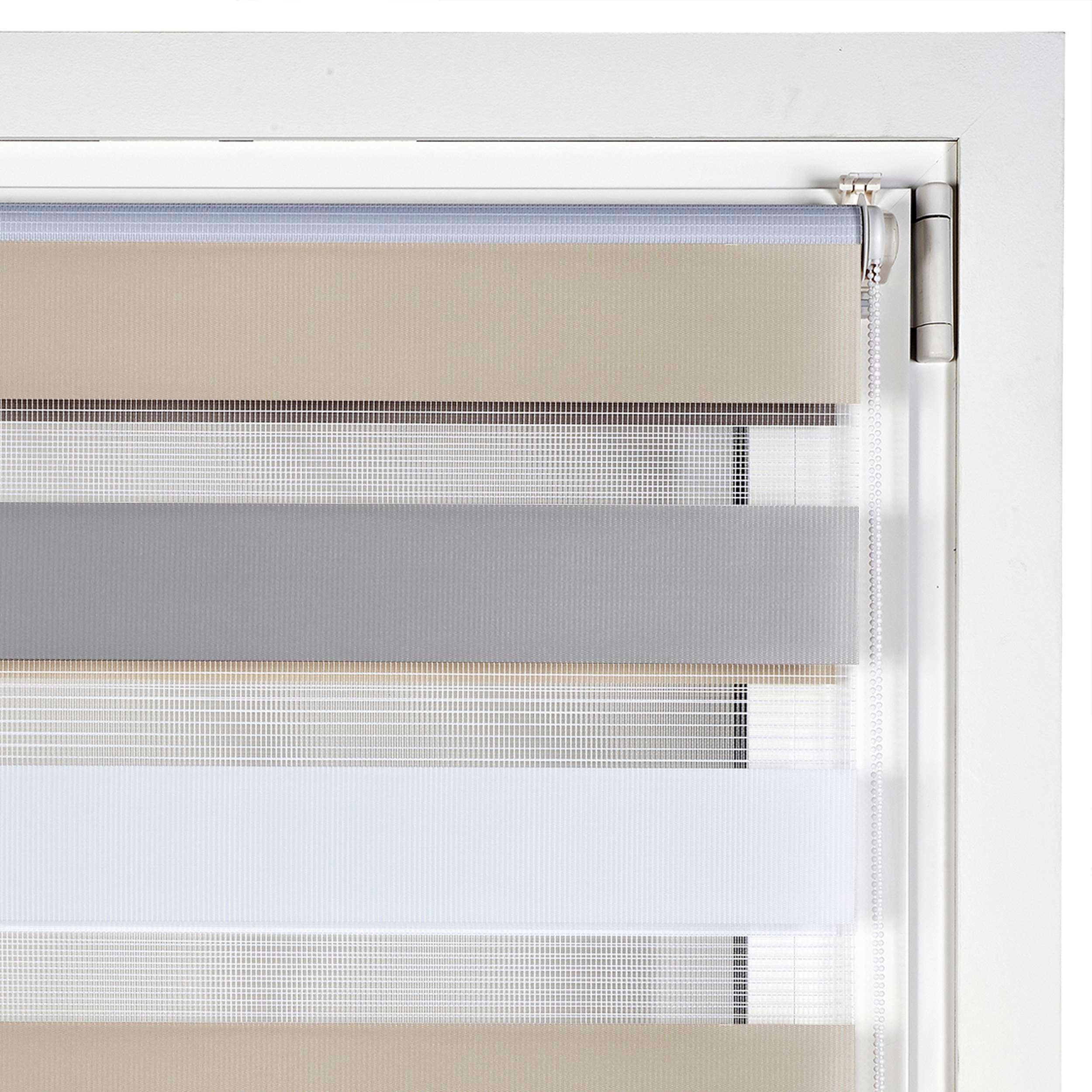 Estor de rolo EasyFix Dia/Noite, estore de instalação sem furos Branco-cinza-bege, 60 x 180 cm - 3