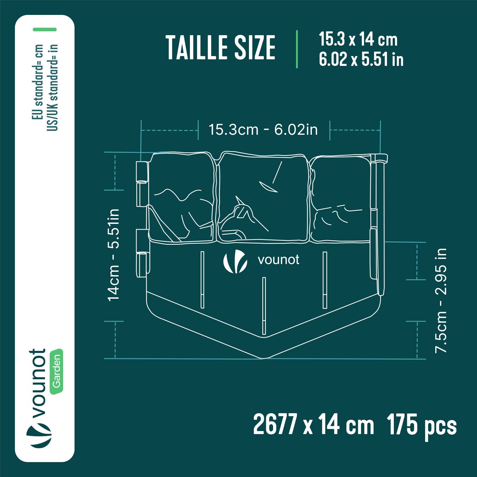 Bordure de jardin imitation pierre 26.7m gris - hauteur 14cm - clôture gazon décorative ultra résistant - lot de 175 - VOUNOT® - 3