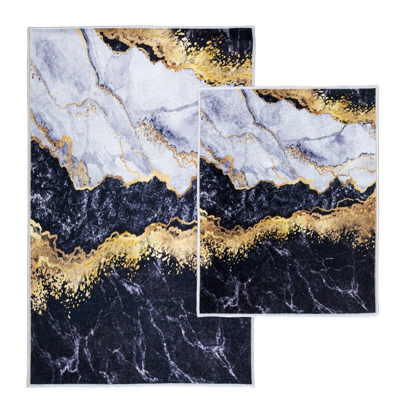 Dywaniki łazienkowe zestaw 2 częściowy Kilian Glamour 50x40 cm + 50x80 cm marmur wielokolorowy